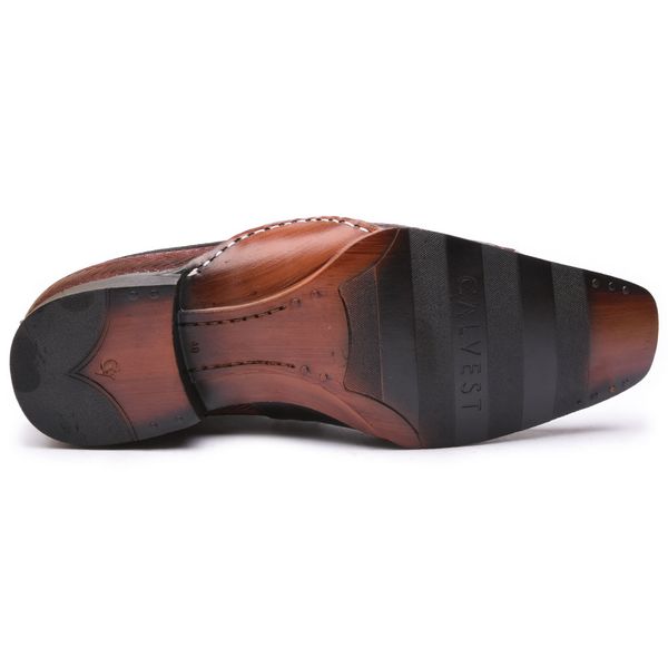 Sapato Social Masculino Calvest em Couro Bordo-1930F027