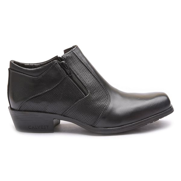 Bota Social Masculino Calvest Cano Curto em Couro Com Ziper Preto - 1920836
