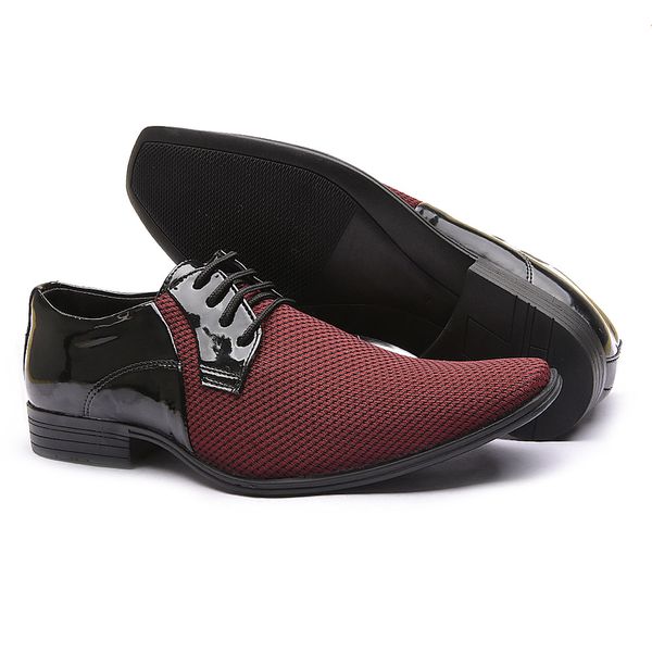 Sapato Social Masculino Calvest com Textura TMD de amarrar - 2320D450 Bordo