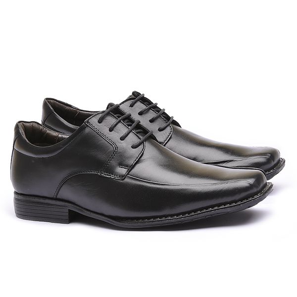 Sapato Flex-System Masculino Calvest em Couro Preto de amarrar - 1700F019