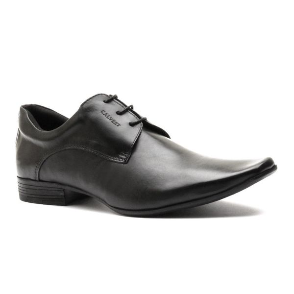 Sapato Social Masculino Calvest em Couro Preto Estilo Italiano de Amarrar - 1100D762