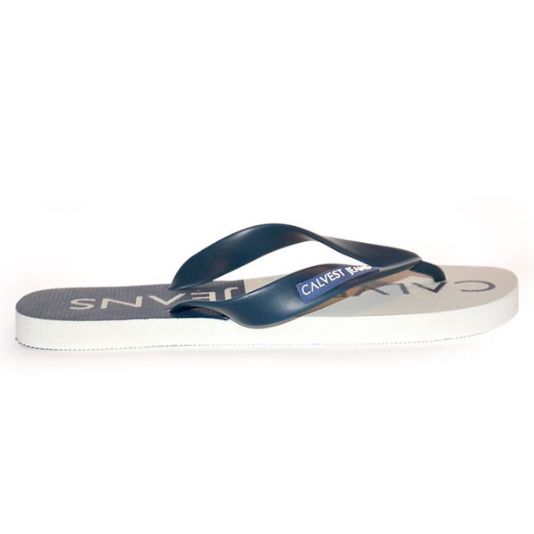 Chinelo Exclusiva Calvest Jeans Branca E Azul