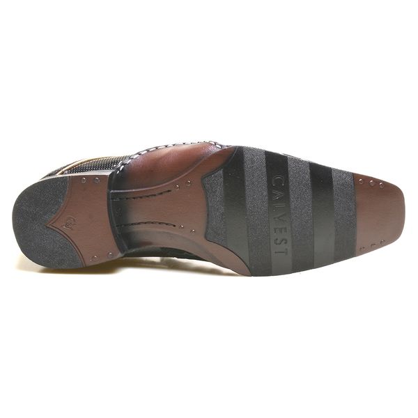 Sapato Social Masculino em Couro Detalhes em Verniz Calvest - 1930D538 Preto