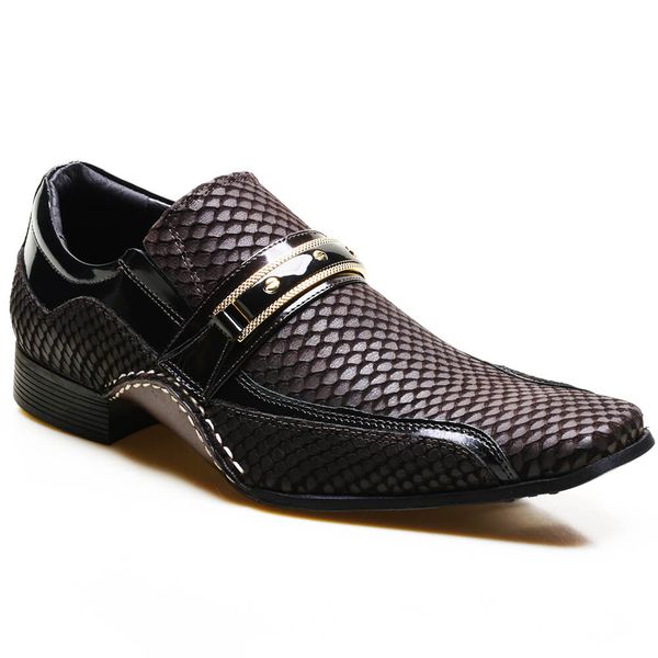 Sapato Social Masculino Calvest em Couro Snake Café 1930C229