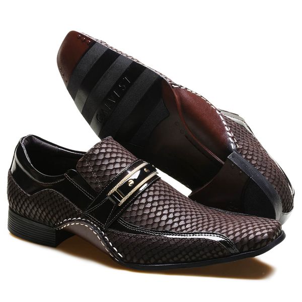 Sapato Social Masculino Calvest em Couro Snake Café 1930C229