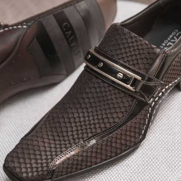 Sapato Social Masculino Calvest em Couro Snake Café 1930C229
