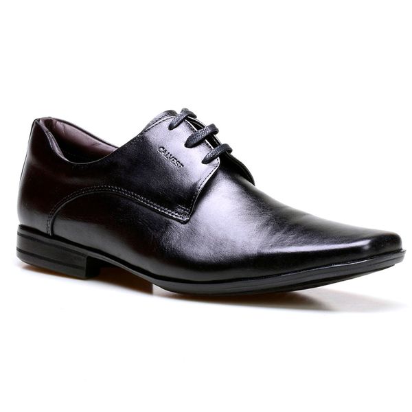 Sapato Social Masculino Calvest em Couro Preto Tradicional de Amarrar - 2305B848-PTO