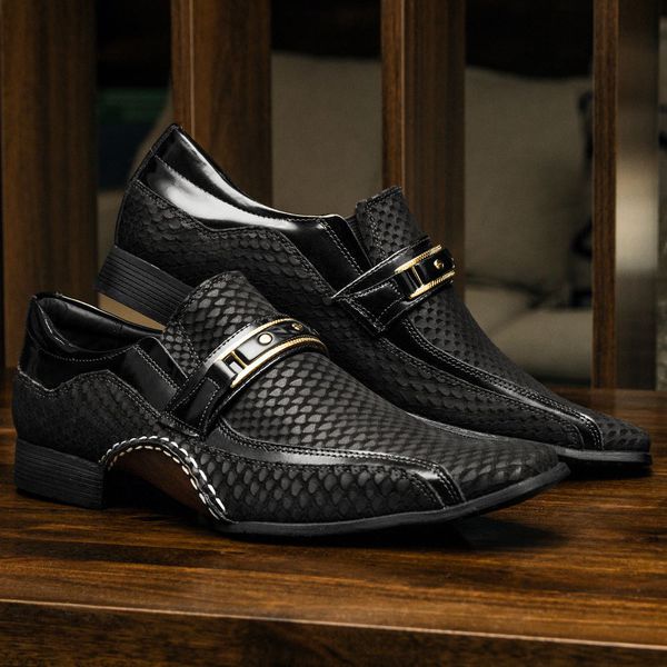 Sapato Social Masculino Calvest em Couro Snake Preto - 1930C229