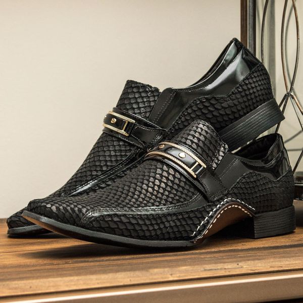 Sapato Social Masculino Calvest em Couro Snake Preto - 1930C229