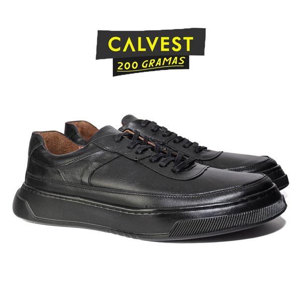 Sapatênis Masculino 200 gramas em Couro Carneiro 84F223 preto