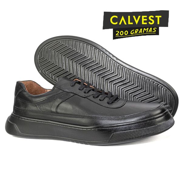 Sapatênis Masculino 200 gramas em Couro Carneiro 84F223 preto
