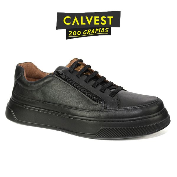 Sapatênis Masculino 200 gramas em Couro Carneiro 84F224 preto