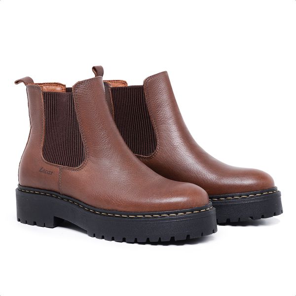 Bota Cano baixo em Couro Solado Tratorado Elegante - ZOCCOLETTE