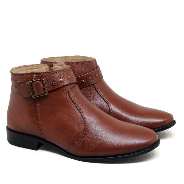Bota Marrom feminina em Couro Perlatto Cano Baixo - ZOCCOLETTE