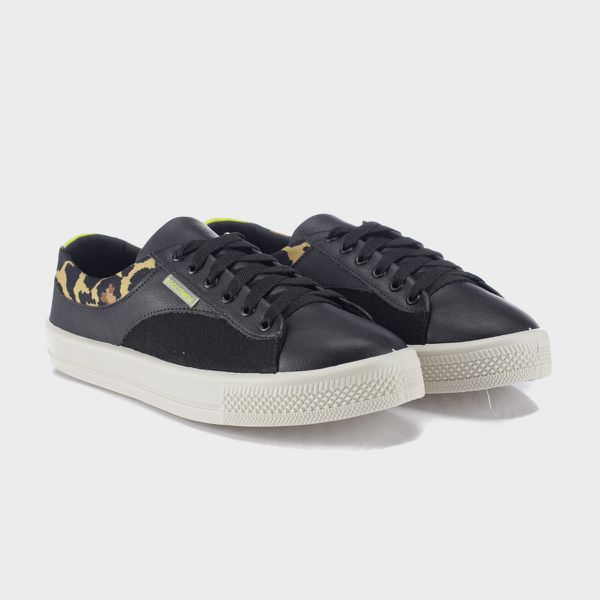 Tênis Casual feminino Onça Preto Confortável - ZOCCOLETTE
