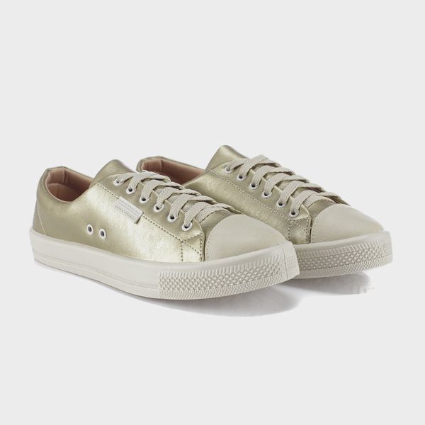 Tênis Casual Feminino Dourado Confortável Elegante... - ZOCCOLETTE