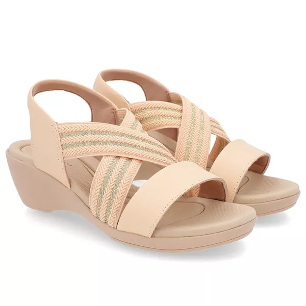 Sandalia Feminina Usaflex Elastico Pessego