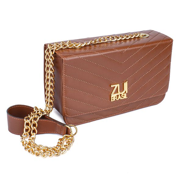 Bolsa Clutch Caramelo Pequena De Lado Alça De Corrente Zuí Brasil