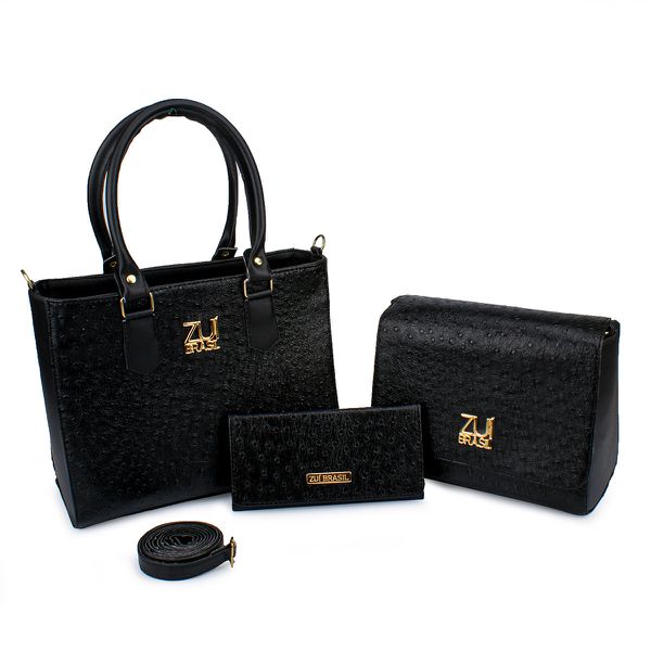 Kit Bolsa Feminina 3 Peças Roma Preto - Zuí Brasil