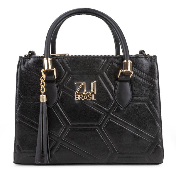Bolsa Feminina Luxo Lorena Geométrico Preta Zuí Brasil 