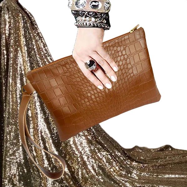 Bolsa Feminina Carteiro De Mão Festa Clutch Caramelo Zuí Brasil