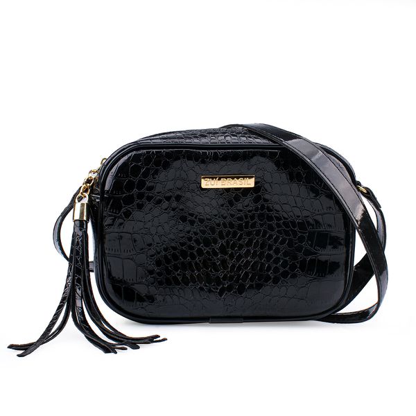 Bolsa Zuí Brasil Transversal Croco Preto