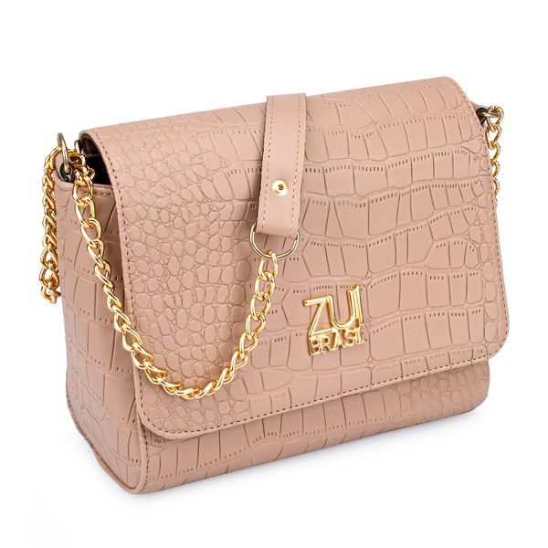 Bolsa Flap Croco Nude Zuí Brasil Nova Coleção