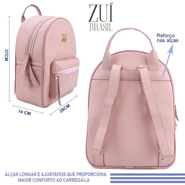 Mochila Grande Matelassê Rosa Zuí Brasil | ZUÍ BRASIL