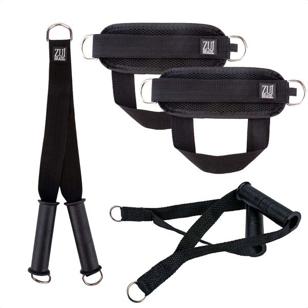 Kit Puxadores Cross Over Fita Tríceps Tornozeleira Gluteo Manopla - Zuí Brasil