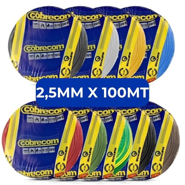 Cabo Flexível Cobrecom 2,5mm Rolo 100mts 750v Escolha A Cor