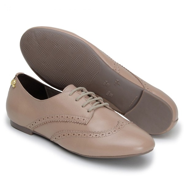 Oxford Casual Feminino Couro Nude Borgatto