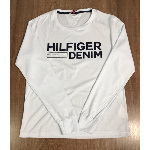 Camiseta Manga Longa Tommy Hilfiger Branca Azzio Moda Masculina