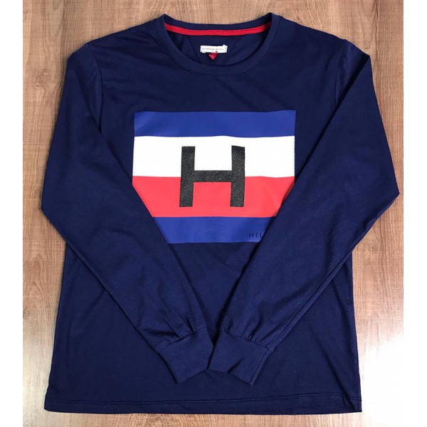 Camiseta Manga Longa Tommy Hilfiger Azul Marinho Mlmshopping