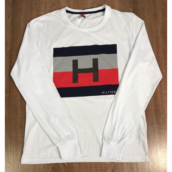 Camiseta Manga Longa Tommy Hilfiger Branca Mlmshopping