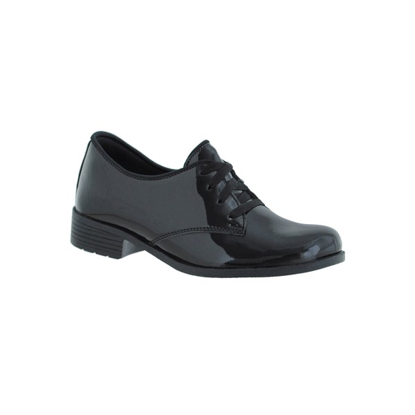 Oxford Feminino Salto Baixo Crshoes Verniz Preto Crshoes