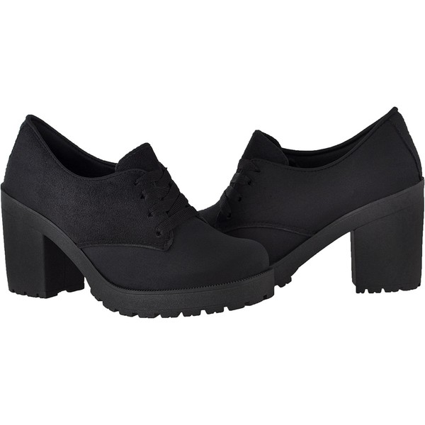 Oxford Feminino Tratorado Cr Shoes Camurca Preto Crshoes