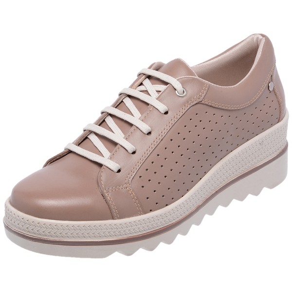 Tenis Casual Feminino Em Couro Legitimo Detalhe Em Furos D R Shoes