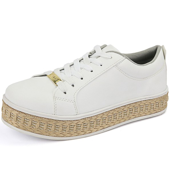 Tenis Casual Feminino Estilo Plataforma Branco C Nude D R Shoes