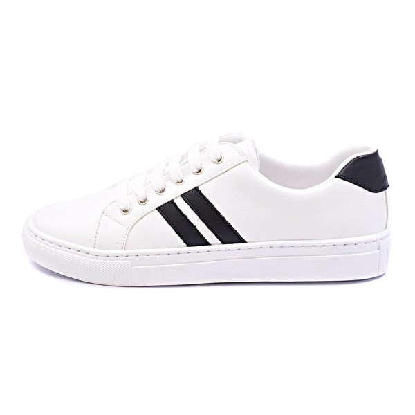 Tenis Casual Feminino Branco Com Preto D R Shoes