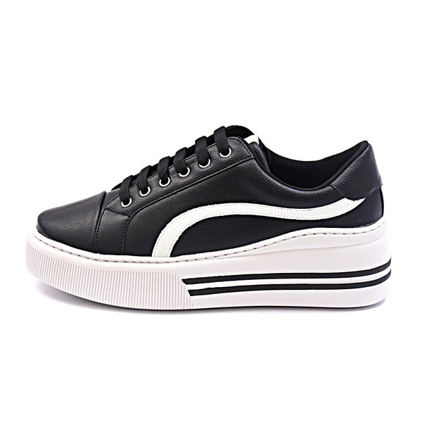 Tenis Casual Feminino Preto E Branco D R Shoes