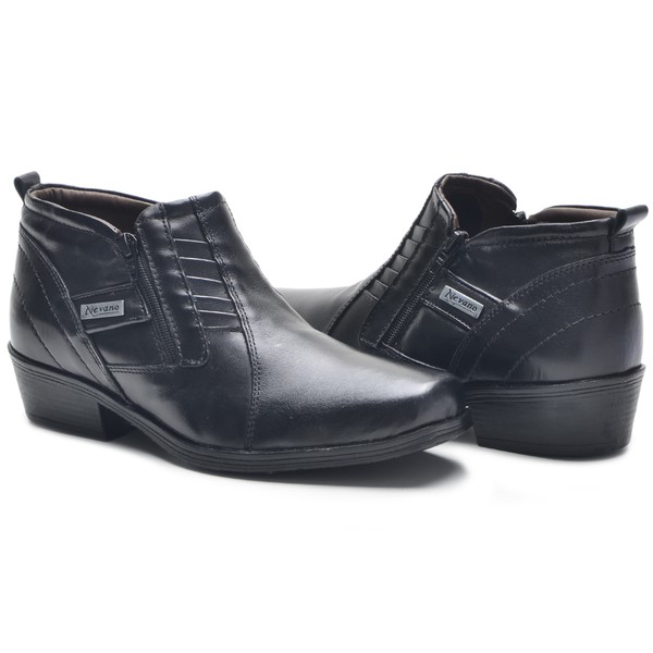 Bota Masculina Cano Curto Nv Couro Legitimo Preto D R Shoes