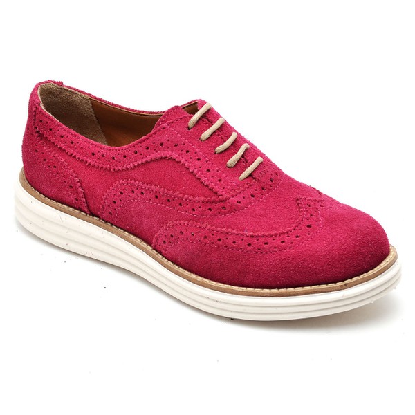 Sapato Oxford Feminino Em Couro Camurca Fucsia D R Shoes