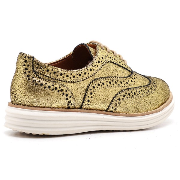 Sapato Oxford Feminino Em Couro Camurca Ouro D R Shoes