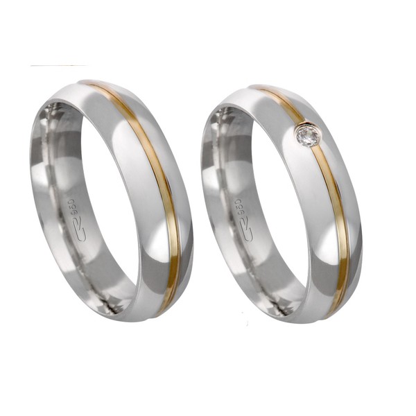 Aliança De Prata Com Fio De Ouro E Pedrinha Aliancas De Compromisso Em Prata 950 Com Fio De Ouro E Pedra 5 Mm