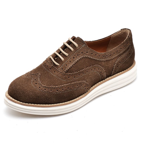 Sapato Social Feminino Top Franca Shoes Oxford Camurca Rato Top