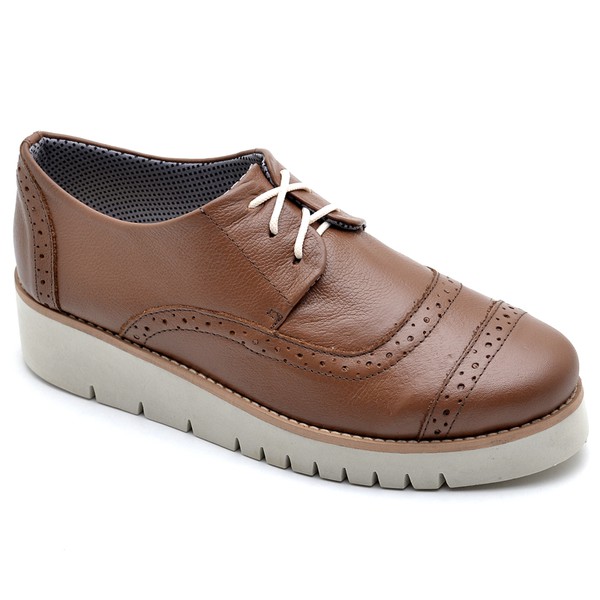 Sapato Oxford Feminino Sola Anabela Caramelo Top Franca Shoes