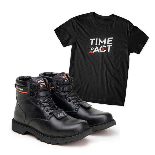 Kit Bota ACT Second Shift Semi Cromo Preta + Camiseta Preta