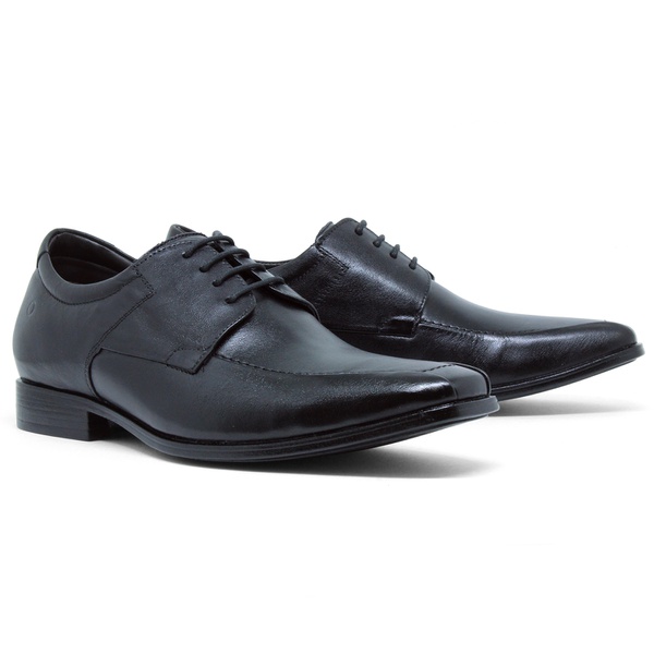 Sapato Social Cosmo Strech Taller Democrata - Preto (Com Cadarço) | ACT  Footwear