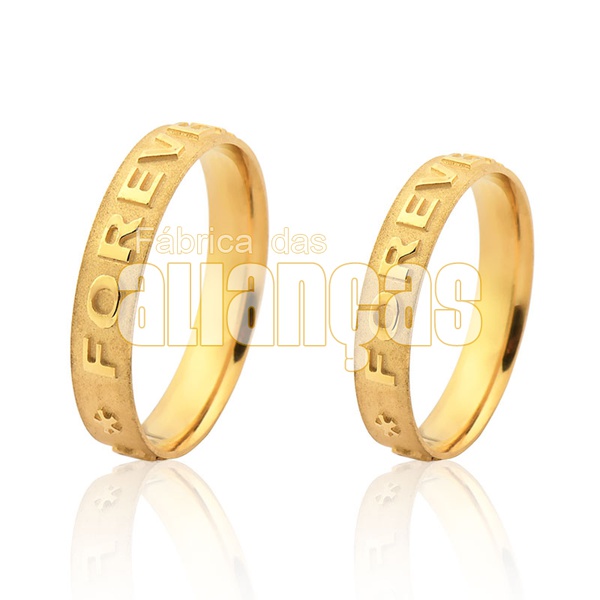 Alianças De Noivado e Casamento Em Ouro Amarelo 18k 0,750 Fa-1034