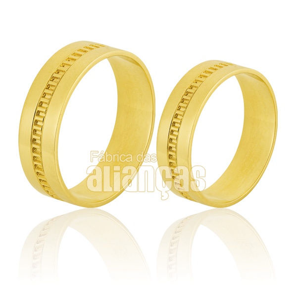 Alianças de Noivado e Casamento em Ouro Amarelo 10k - FA-566-10K - Fábrica das Alianças